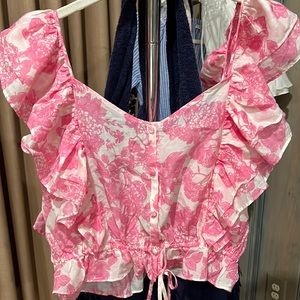 LoveShackFancy ruffle floral top